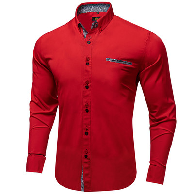Cămăși pentru bărbați slim fit, mâneci lungi, cămașă gri, rochie, bluză pentru petrecere, afaceri camisa masculina, îmbrăcăminte toamnă și iarnă