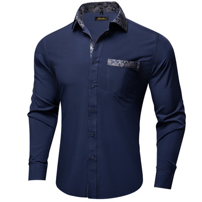 Cămăși pentru bărbați slim fit, mâneci lungi, cămașă gri, rochie, bluză pentru petrecere, afaceri camisa masculina, îmbrăcăminte toamnă și iarnă