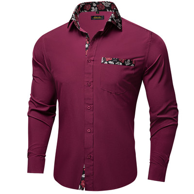 Cămăși pentru bărbați slim fit, mâneci lungi, cămașă gri, rochie, bluză pentru petrecere, afaceri camisa masculina, îmbrăcăminte toamnă și iarnă