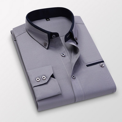 2022 Νέα βαμβακερά μακρυμάνικα φθινοπωρινά και χειμερινά κομψά ανδρικά πουκάμισα με λεπτή εφαρμογή Social casual επαγγελματικά επίσημα ρούχα Chemise Luxury