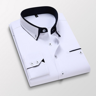 2022 Νέα βαμβακερά μακρυμάνικα φθινοπωρινά και χειμερινά κομψά ανδρικά πουκάμισα με λεπτή εφαρμογή Social casual επαγγελματικά επίσημα ρούχα Chemise Luxury