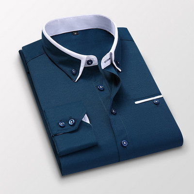 2022 Νέα βαμβακερά μακρυμάνικα φθινοπωρινά και χειμερινά κομψά ανδρικά πουκάμισα με λεπτή εφαρμογή Social casual επαγγελματικά επίσημα ρούχα Chemise Luxury