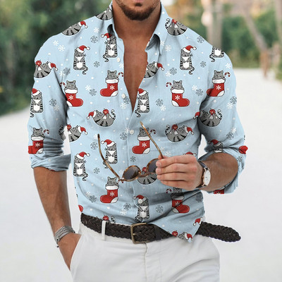 2022. aasta jõulusärgid, 3D-trükiga jõulupluus, pikkade varrukatega pluus, pidulik pidulik meeste triiksärk, riided Harajuku Camisa