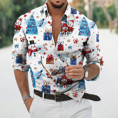 2022. aasta jõulusärgid, 3D-trükiga jõulupluus, pikkade varrukatega pluus, pidulik pidulik meeste triiksärk, riided Harajuku Camisa