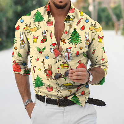 2022. aasta jõulusärgid, 3D-trükiga jõulupluus, pikkade varrukatega pluus, pidulik pidulik meeste triiksärk, riided Harajuku Camisa