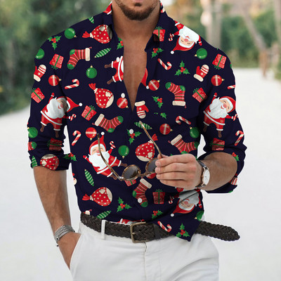 2022. aasta jõulusärgid, 3D-trükiga jõulupluus, pikkade varrukatega pluus, pidulik pidulik meeste triiksärk, riided Harajuku Camisa