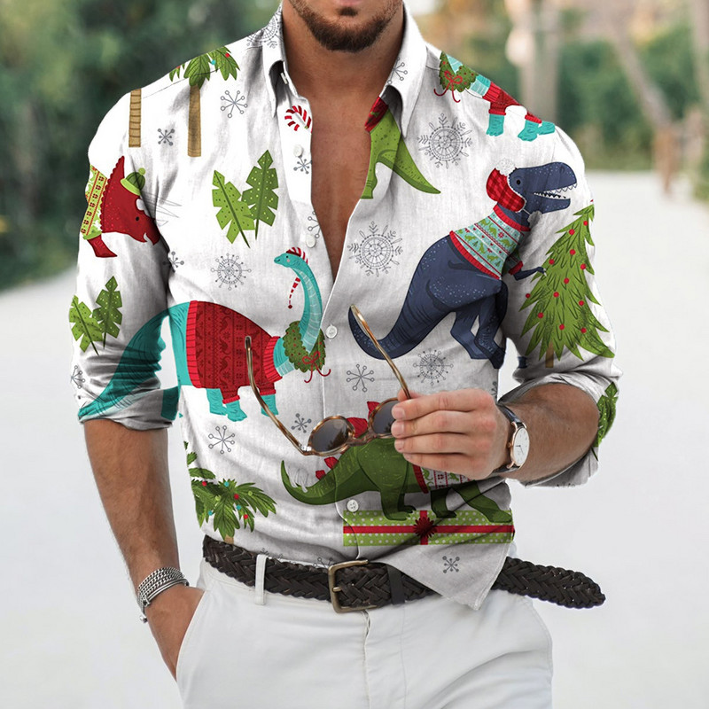 2022. aasta jõulusärgid, 3D-trükiga jõulupluus, pikkade varrukatega pluus, pidulik pidulik meeste triiksärk, riided Harajuku Camisa