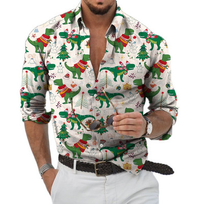 2023 Božićne košulje 3D tiskana Božićna bluza dugih rukava Blagdanske majice za zabave Prevelike majice za muškarce Odjeća Harajuku košulja