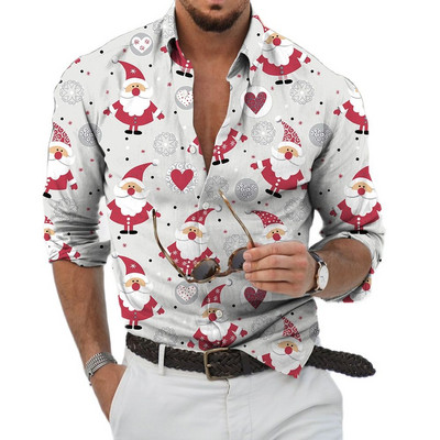 2023 Božićne košulje 3D tiskana Božićna bluza dugih rukava Blagdanske majice za zabave Prevelike majice za muškarce Odjeća Harajuku košulja