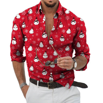 2023 Božićne košulje 3D tiskana Božićna bluza dugih rukava Blagdanske majice za zabave Prevelike majice za muškarce Odjeća Harajuku košulja