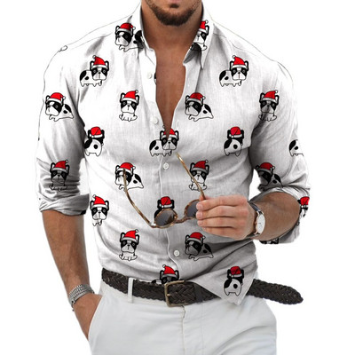 2023 Božićne košulje 3D tiskana Božićna bluza dugih rukava Blagdanske majice za zabave Prevelike majice za muškarce Odjeća Harajuku košulja