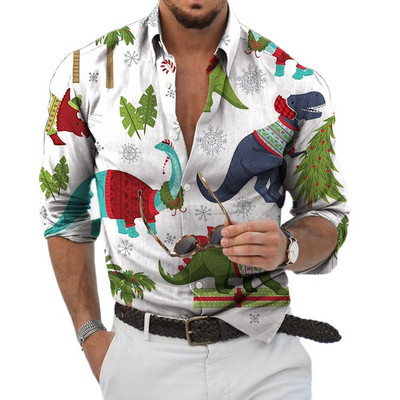 2023 Božićne košulje 3D tiskana Božićna bluza dugih rukava Blagdanske majice za zabave Prevelike majice za muškarce Odjeća Harajuku košulja