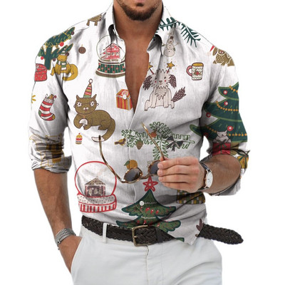 2023 Božićne košulje 3D tiskana Božićna bluza dugih rukava Blagdanske majice za zabave Prevelike majice za muškarce Odjeća Harajuku košulja