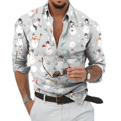 2023 Božićne košulje 3D tiskana Božićna bluza dugih rukava Blagdanske majice za zabave Prevelike majice za muškarce Odjeća Harajuku košulja