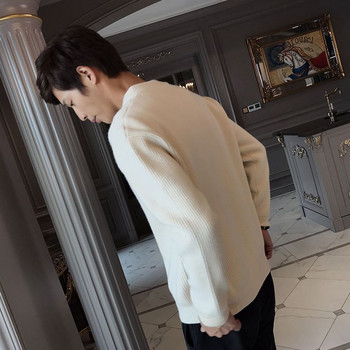 Φθινοπωρινό Χειμώνα μονόχρωμο Ιαπωνικό φερμουάρ Casual πουλόβερ Ανδρικό μακρυμάνικο φαρδύ μονόχρωμο ζακέτα κάθετη ρίγα Ανδρικό παλτό