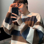 Sügistalvine kampsun Meeste Pullover Korea Stiilis Meeste Triibuline Sviiter Lahtine kootud Kampsun Trend Paks Top Meeste Riietus