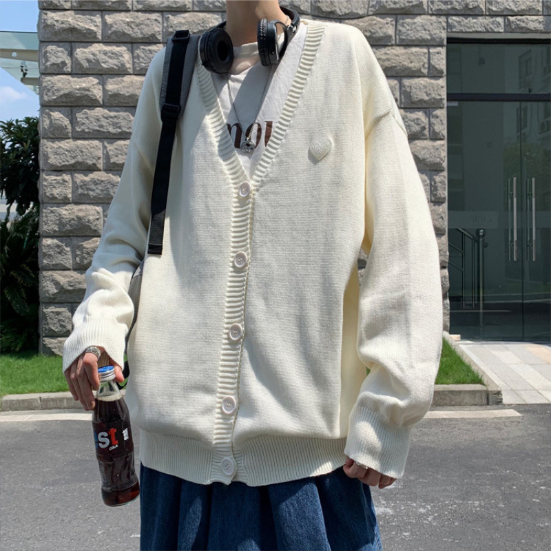 Rožinis kardiganas Vyriški megztiniai ilgomis rankovėmis V formos iškirpte Retro pavasario rudens trikotažas Vyriški drabužiai Nauji Laisvi Paltai paaugliams Prašmatnus