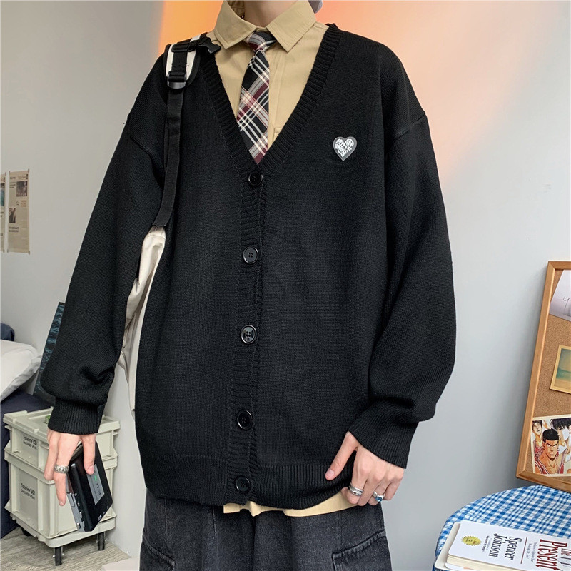 Rožinis kardiganas Vyriški megztiniai ilgomis rankovėmis V formos iškirpte Retro pavasario rudens trikotažas Vyriški drabužiai Nauji Laisvi Paltai paaugliams Prašmatnus