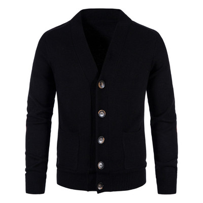 Valikuline 5 värvi Kvaliteetne sügis- ja talvine meeste kampsun, silmkoeline jakk Puhasvärviline paksendatud vabaaja kampsun meestele