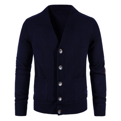 Valikuline 5 värvi Kvaliteetne sügis- ja talvine meeste kampsun, silmkoeline jakk Puhasvärviline paksendatud vabaaja kampsun meestele