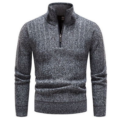 Χειμερινό Ανδρικό Fleece Πιο Χοντρό Πουλόβερ Πουλόβερ με μισό φερμουάρ με ζιβάγκο Φθινοπωρινό Casual Ζεστά Πλεκτά Ανδρικά Ρούχα MY918