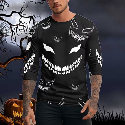 Meeste vintage klassikaline pikkade varrukatega geomeetrilise graafilise prindiga vabaaja sportlik pikkade varrukatega ülisuur topp välitingimustes pikkade varrukatega T-särk