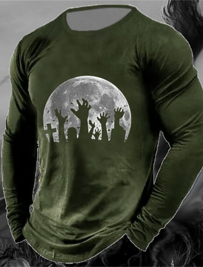 Meeste vintage klassikaline pikkade varrukatega geomeetrilise graafilise prindiga vabaaja sportlik pikkade varrukatega ülisuur topp välitingimustes pikkade varrukatega T-särk