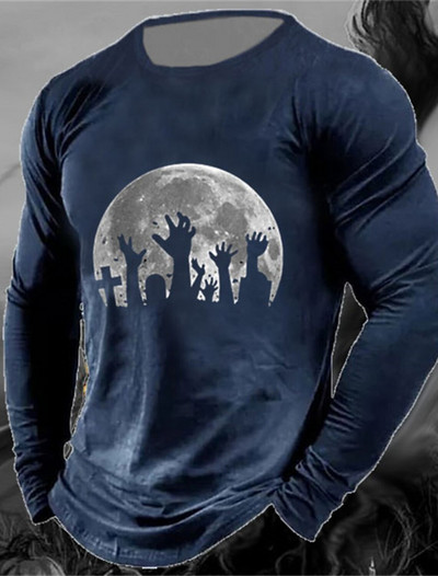 Meeste vintage klassikaline pikkade varrukatega geomeetrilise graafilise prindiga vabaaja sportlik pikkade varrukatega ülisuur topp välitingimustes pikkade varrukatega T-särk