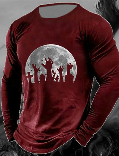 Meeste vintage klassikaline pikkade varrukatega geomeetrilise graafilise prindiga vabaaja sportlik pikkade varrukatega ülisuur topp välitingimustes pikkade varrukatega T-särk