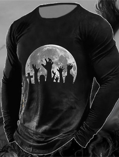 Meeste vintage klassikaline pikkade varrukatega geomeetrilise graafilise prindiga vabaaja sportlik pikkade varrukatega ülisuur topp välitingimustes pikkade varrukatega T-särk