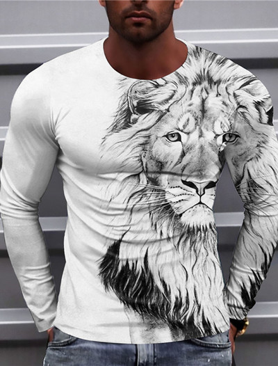 Meeste vintage klassikaline pikkade varrukatega geomeetrilise graafilise prindiga vabaaja sportlik pikkade varrukatega ülisuur topp välitingimustes pikkade varrukatega T-särk