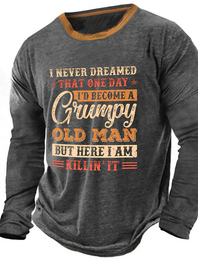 Meeste vintage klassikaline pikkade varrukatega geomeetrilise graafilise prindiga vabaaja sportlik pikkade varrukatega ülisuur topp välitingimustes pikkade varrukatega T-särk