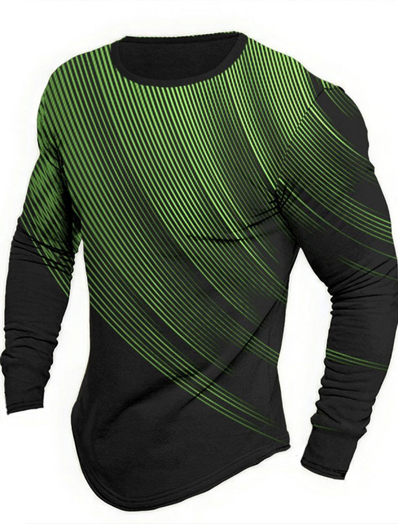 Meeste vintage klassikaline pikkade varrukatega geomeetrilise graafilise prindiga vabaaja sportlik pikkade varrukatega ülisuur topp välitingimustes pikkade varrukatega T-särk