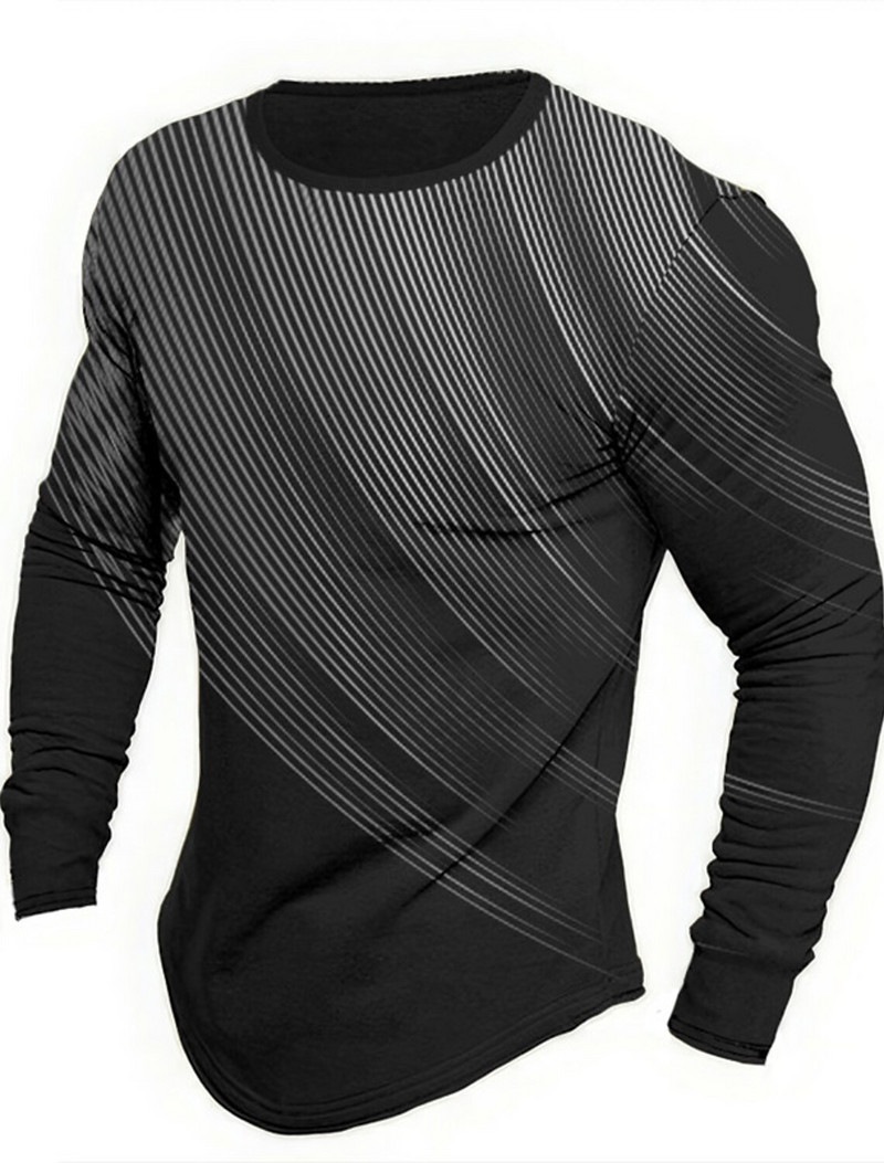 Meeste vintage klassikaline pikkade varrukatega geomeetrilise graafilise prindiga vabaaja sportlik pikkade varrukatega ülisuur topp välitingimustes pikkade varrukatega T-särk