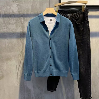 BHRIWRPY meeste kardigan kampsun Meeste silmkoeline kampsun kardigan kampsun soliidne vabaaja kodu nööbiga kardigan meeste jope