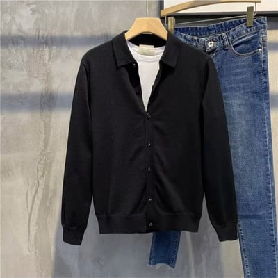 BHRIWRPY meeste kardigan kampsun Meeste silmkoeline kampsun kardigan kampsun soliidne vabaaja kodu nööbiga kardigan meeste jope
