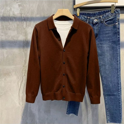BHRIWRPY meeste kardigan kampsun Meeste silmkoeline kampsun kardigan kampsun soliidne vabaaja kodu nööbiga kardigan meeste jope