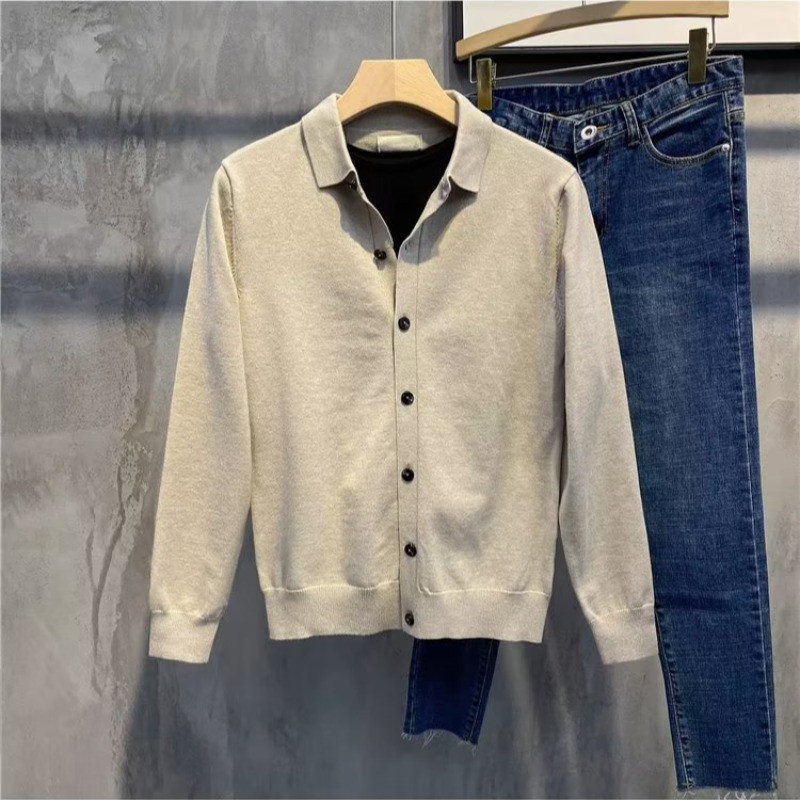 BHRIWRPY meeste kardigan kampsun Meeste silmkoeline kampsun kardigan kampsun soliidne vabaaja kodu nööbiga kardigan meeste jope