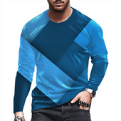 Ανδρικά μπλουζάκια με γεωμετρικό σχέδιο 3D εκτύπωσης μόδας 6XL Μεγάλο μέγεθος Streetwear Ανδρικά μπλουζάκια φθινοπωρινά Νέα μακρυμάνικα casual oversized μπλουζάκια