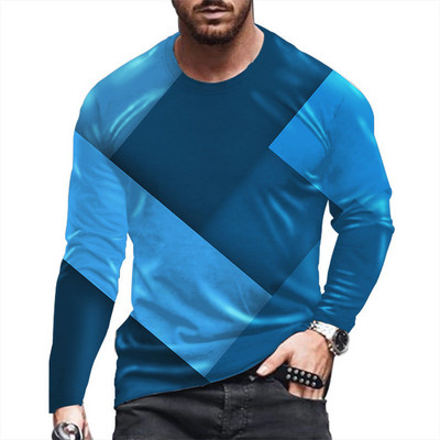 Geometrijski uzorak 3D ispis Modne muške majice 6XL velika ulična odjeća Muške majice Jesen Nove ležerne prevelike majice dugih rukava