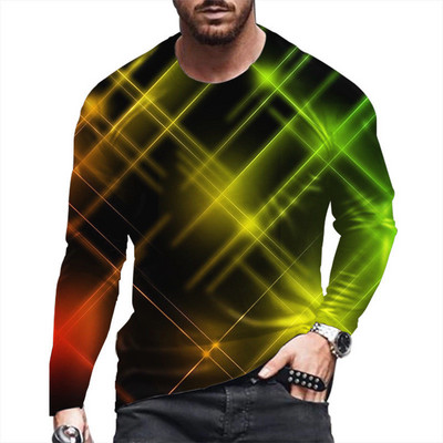 Ανδρικά μπλουζάκια με γεωμετρικό σχέδιο 3D εκτύπωσης μόδας 6XL Μεγάλο μέγεθος Streetwear Ανδρικά μπλουζάκια φθινοπωρινά Νέα μακρυμάνικα casual oversized μπλουζάκια