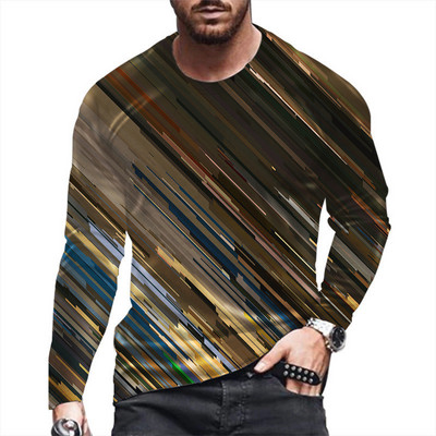 Ανδρικά μπλουζάκια με γεωμετρικό σχέδιο 3D εκτύπωσης μόδας 6XL Μεγάλο μέγεθος Streetwear Ανδρικά μπλουζάκια φθινοπωρινά Νέα μακρυμάνικα casual oversized μπλουζάκια