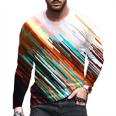 Ανδρικά μπλουζάκια με γεωμετρικό σχέδιο 3D εκτύπωσης μόδας 6XL Μεγάλο μέγεθος Streetwear Ανδρικά μπλουζάκια φθινοπωρινά Νέα μακρυμάνικα casual oversized μπλουζάκια