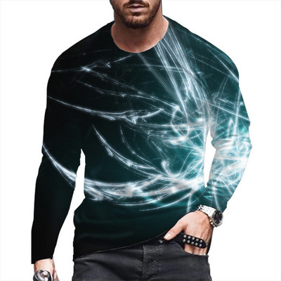 Ανδρικά μπλουζάκια με γεωμετρικό σχέδιο 3D εκτύπωσης μόδας 6XL Μεγάλο μέγεθος Streetwear Ανδρικά μπλουζάκια φθινοπωρινά Νέα μακρυμάνικα casual oversized μπλουζάκια