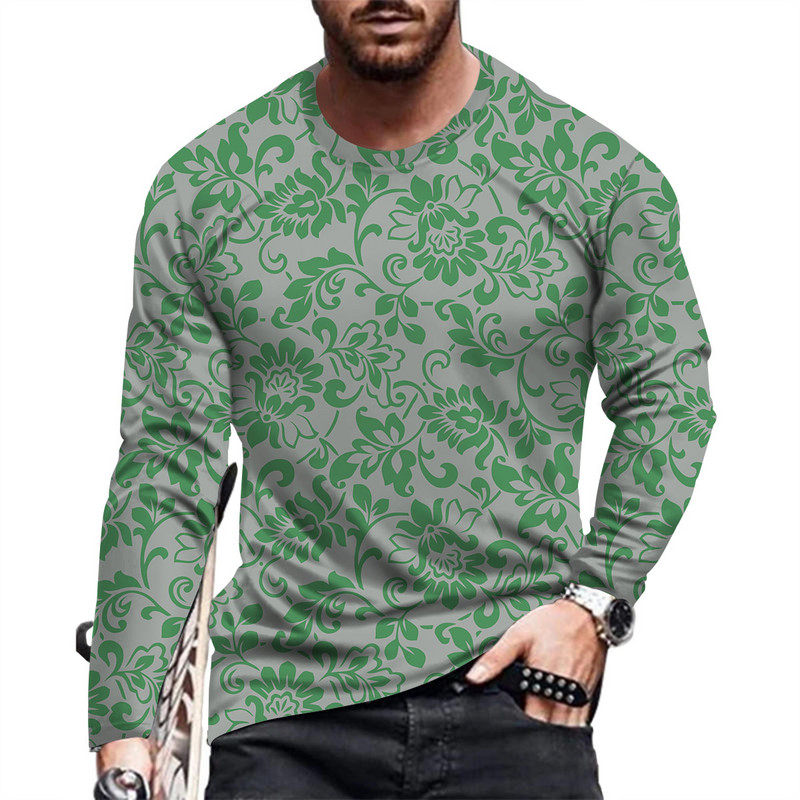 Isikupärastatud trükitud meeste pikkade varrukatega T-särk