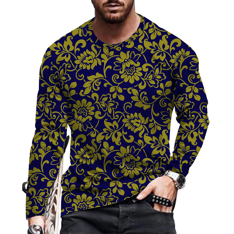 Isikupärastatud trükitud meeste pikkade varrukatega T-särk