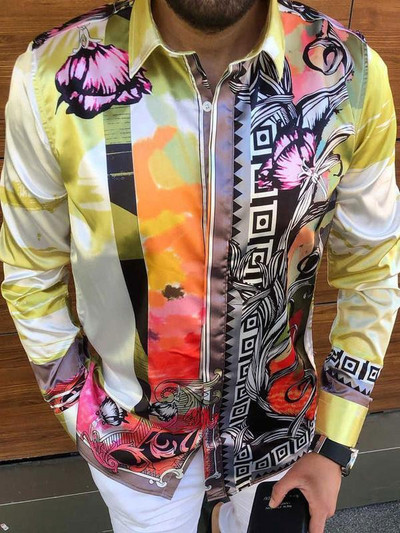 Luksuslik kuningliku pere 2023. aasta kevad- ja sügisbränd, meeste vabaaja moeprinter, pikkade varrukatega siidine särk S-3XL