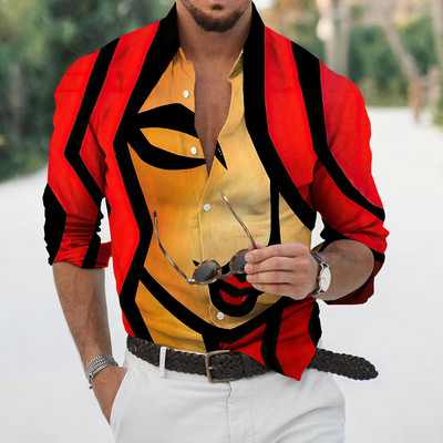 Φθινοπωρινά ανδρικά μακρυμάνικα πουκάμισα με κουμπιά πέτο Μπλούζες ομορφιάς για άντρες Streetwear Hip Hop Harajuku Ρούχα Unisex Μπλούζα