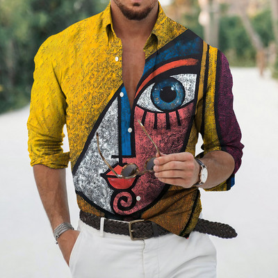 Φθινοπωρινά ανδρικά μακρυμάνικα πουκάμισα με κουμπιά πέτο Μπλούζες ομορφιάς για άντρες Streetwear Hip Hop Harajuku Ρούχα Unisex Μπλούζα