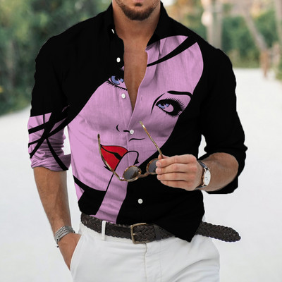 Φθινοπωρινά ανδρικά μακρυμάνικα πουκάμισα με κουμπιά πέτο Μπλούζες ομορφιάς για άντρες Streetwear Hip Hop Harajuku Ρούχα Unisex Μπλούζα